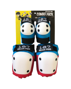 187 COMBO PACK KNEE/ELBOW PAD SET S/M-RED/WHT/BLU