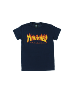 THRASHER FLAME SS M-NAVY