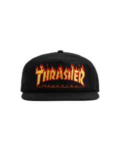 THRASHER FLAME EMBROIDERED HAT ADJ-BLACK