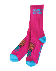 HAPPY HR MUSHROOM CREW SOCKS HOT PINK/TEAL